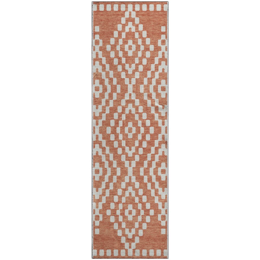 Premium Machine Washable Mayfield AMF891 Salmon 2'3" x 7'6" Runner Rug. Picture 1