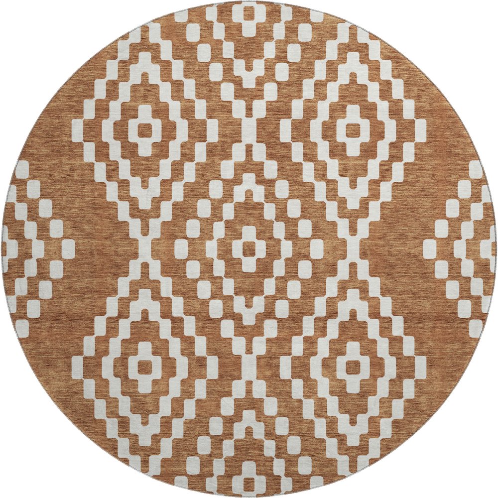 Premium Machine Washable Mayfield AMF891 Terracotta 8' x 8' Round Rug. Picture 1