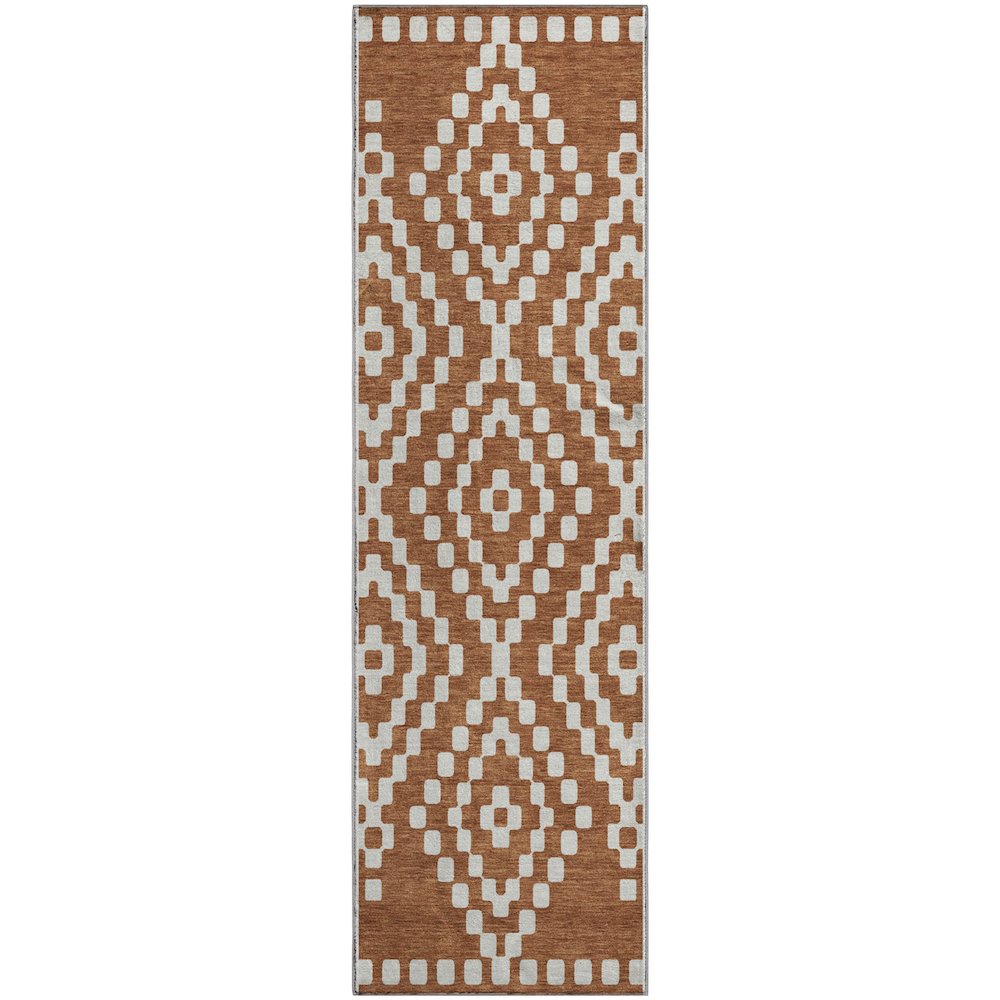 Premium Machine Washable Mayfield AMF891 Terracotta 2'3" x 7'6" Runner Rug. Picture 1