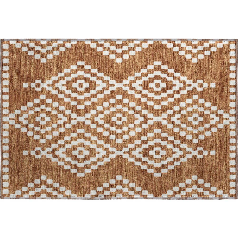 Premium Machine Washable Mayfield AMF891 Terracotta 1'8" x 2'6" Rug. Picture 1