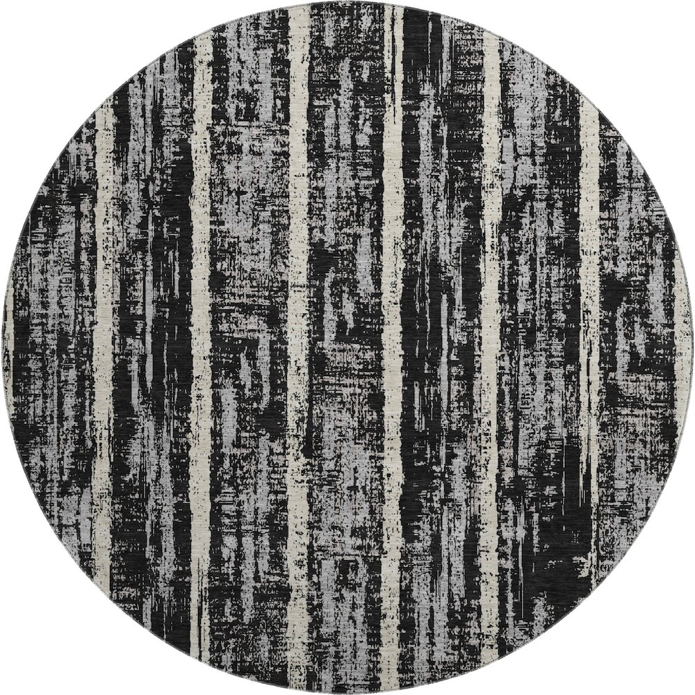 Premium Machine Washable Mayfield AMF892 Black 8' x 8' Round Rug. Picture 1