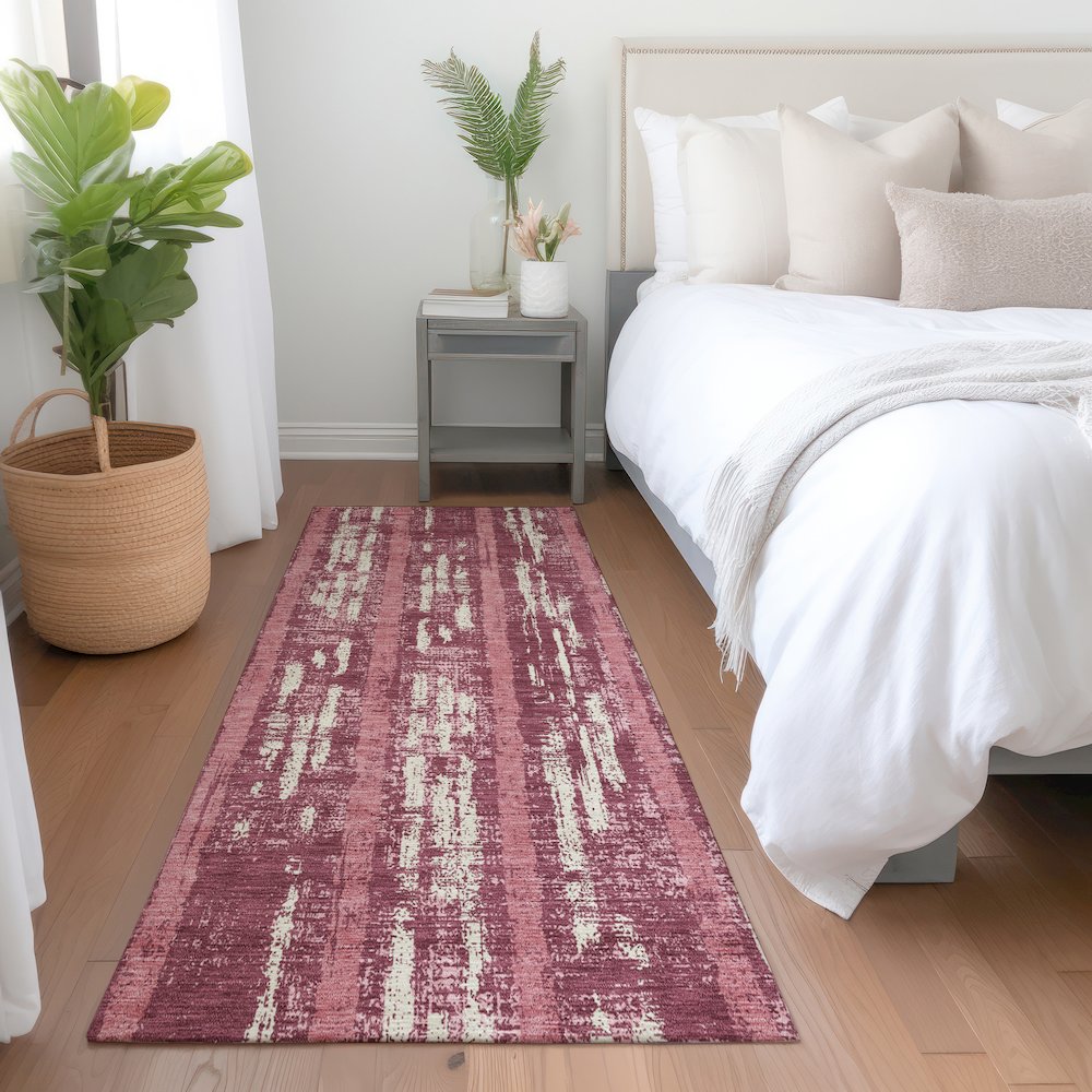 Premium Machine Washable Mayfield AMF892 Blush 2'3" x 7'6" Runner Rug. Picture 5
