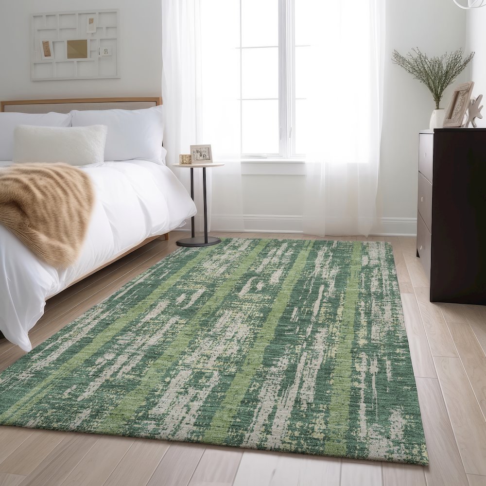 Premium Machine Washable Mayfield AMF892 Green 2'6" x 3'10" Rug. Picture 5
