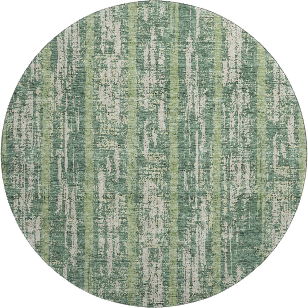 Premium Machine Washable Mayfield AMF892 Green 8' x 8' Round Rug. Picture 1