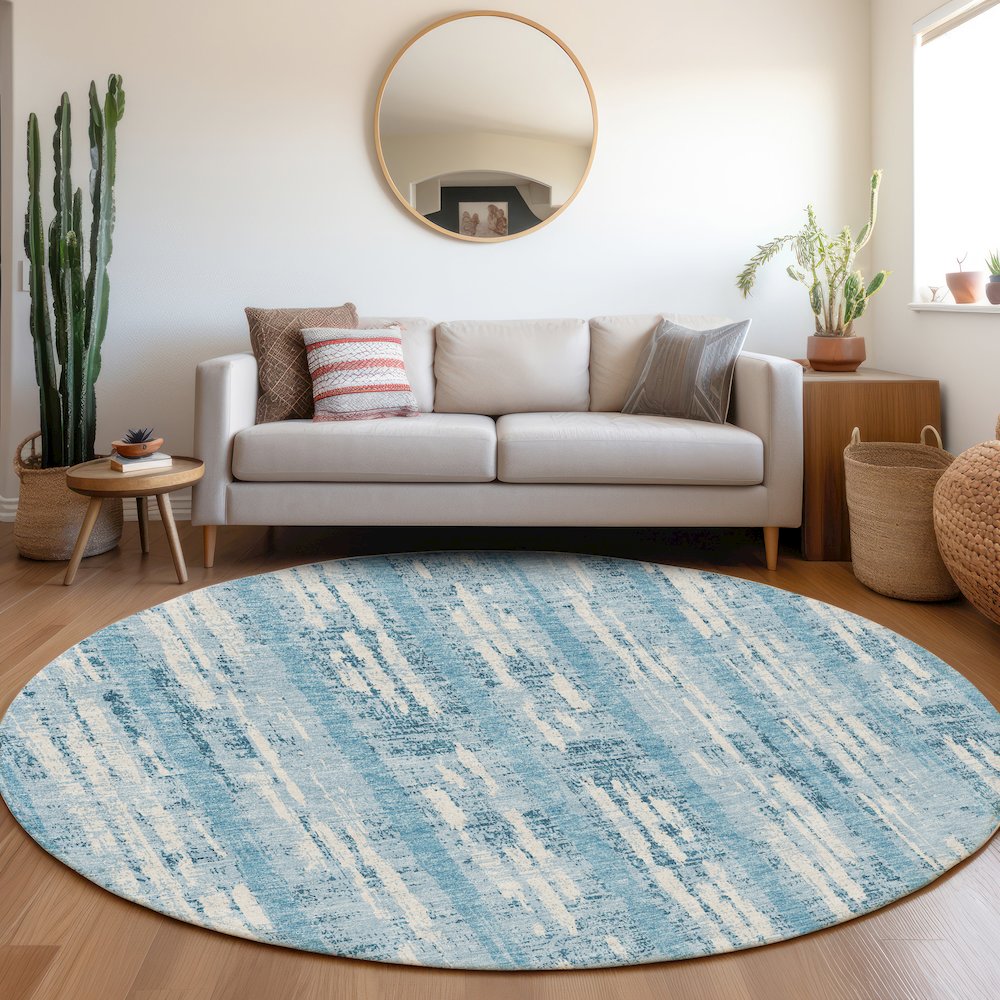Premium Machine Washable Mayfield AMF892 Sky 8' x 8' Round Rug. Picture 5