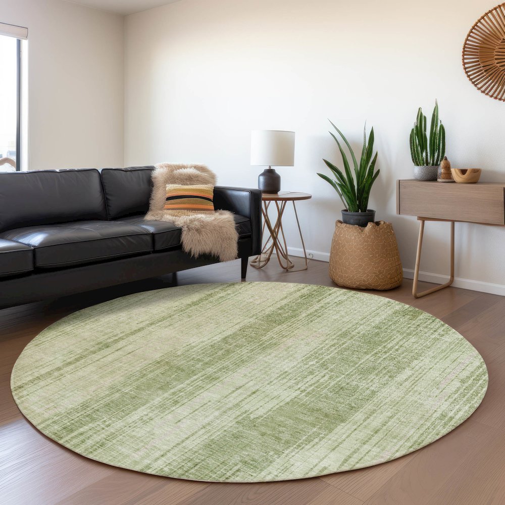 Premium Machine Washable Mayfield AMF893 Aloe 8' x 8' Round Rug. Picture 5