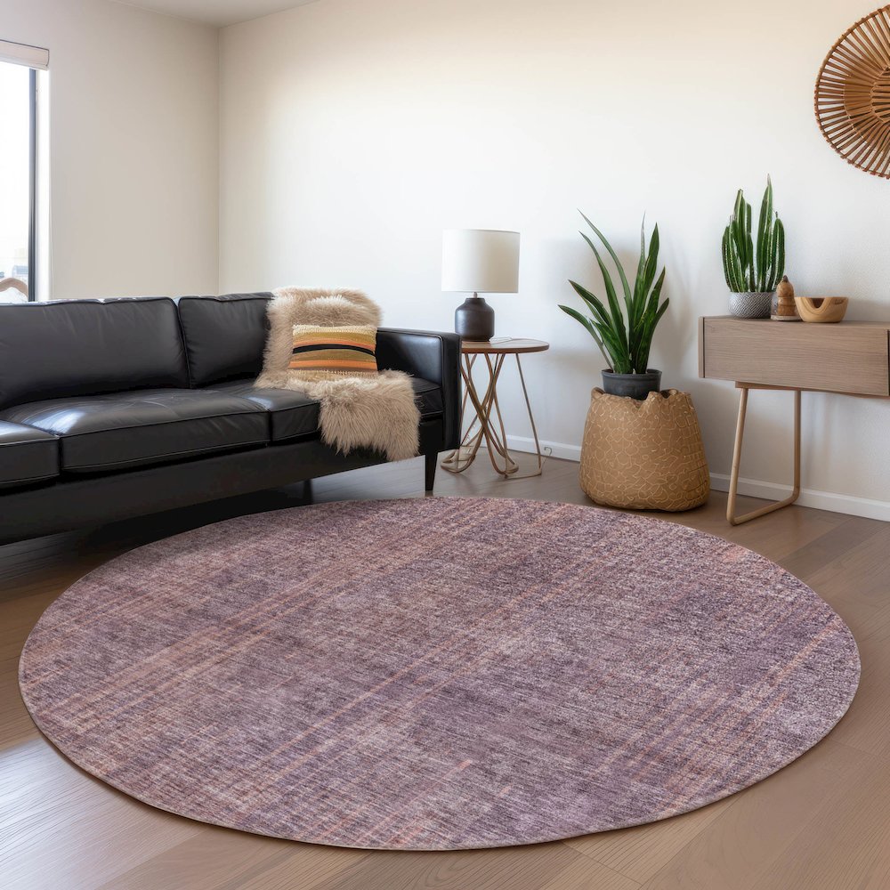 Premium Machine Washable Mayfield AMF893 Mauve 8' x 8' Round Rug. Picture 5
