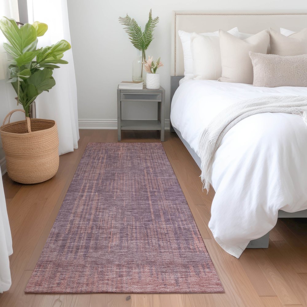 Premium Machine Washable Mayfield AMF893 Mauve 2'3" x 7'6" Runner Rug. Picture 5