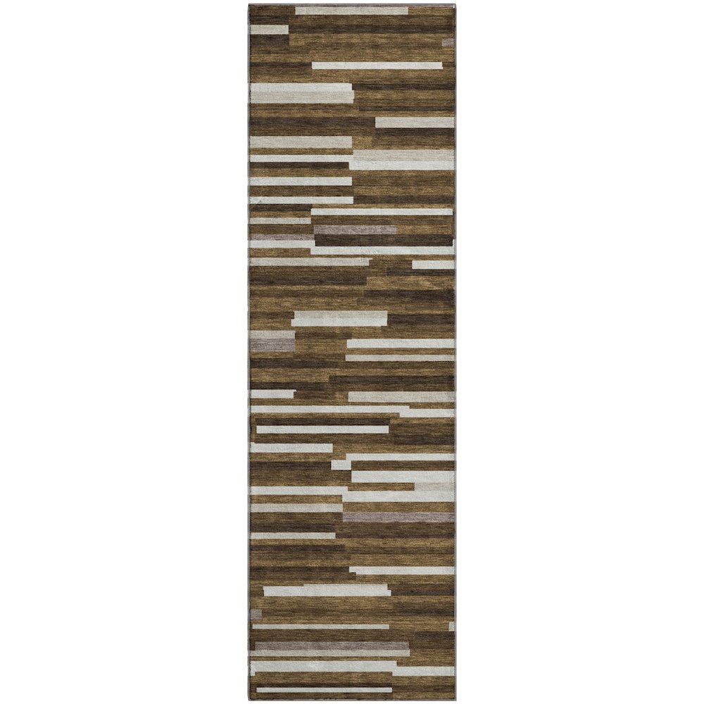 Premium Machine Washable Mayfield AMF894 Brown 2'3" x 7'6" Runner Rug. Picture 1