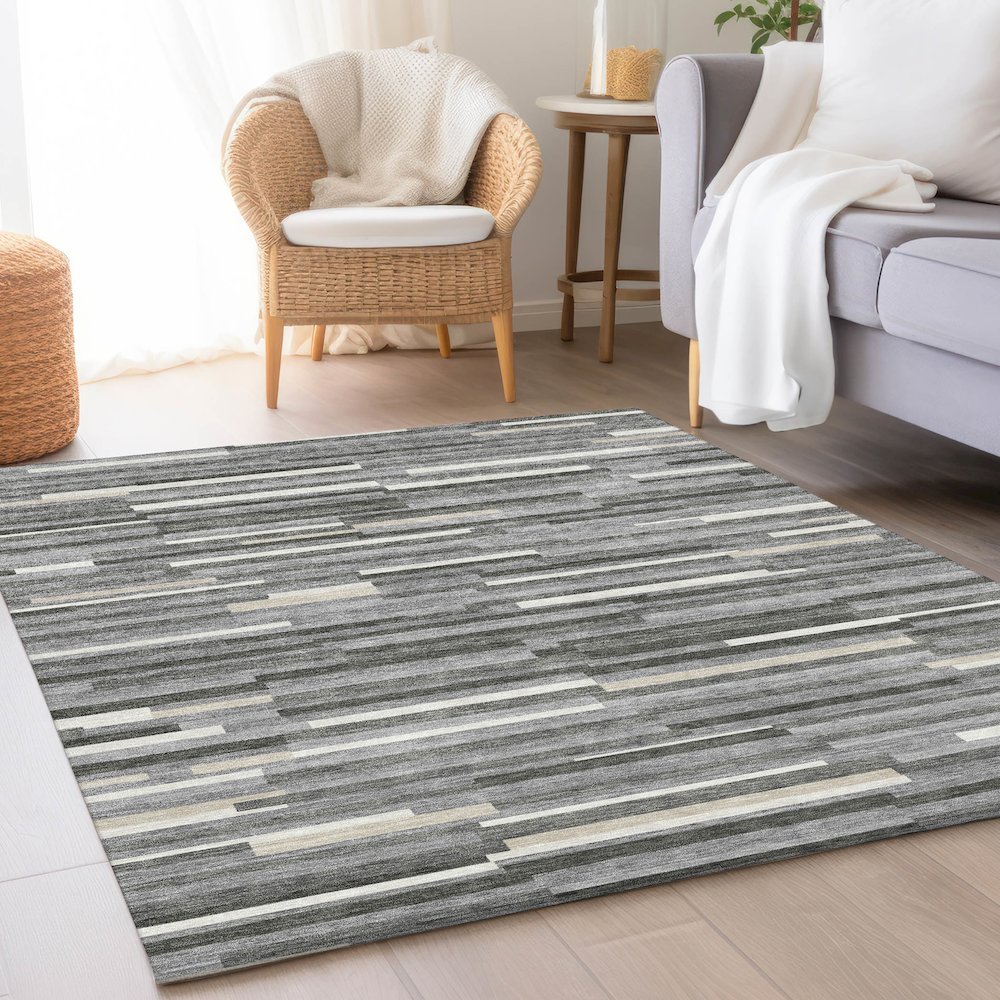 Premium Machine Washable Mayfield AMF894 Gray 2'6" x 3'10" Rug. Picture 5