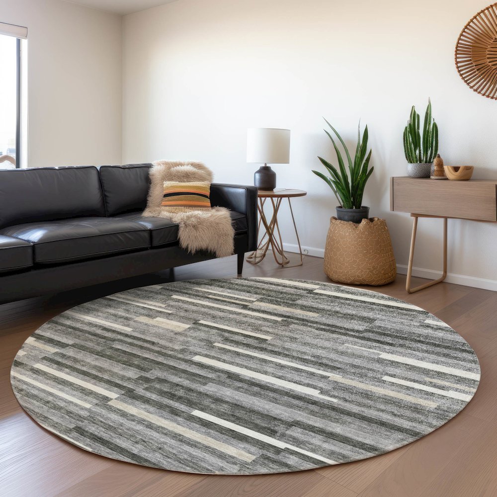 Premium Machine Washable Mayfield AMF894 Gray 8' x 8' Round Rug. Picture 5