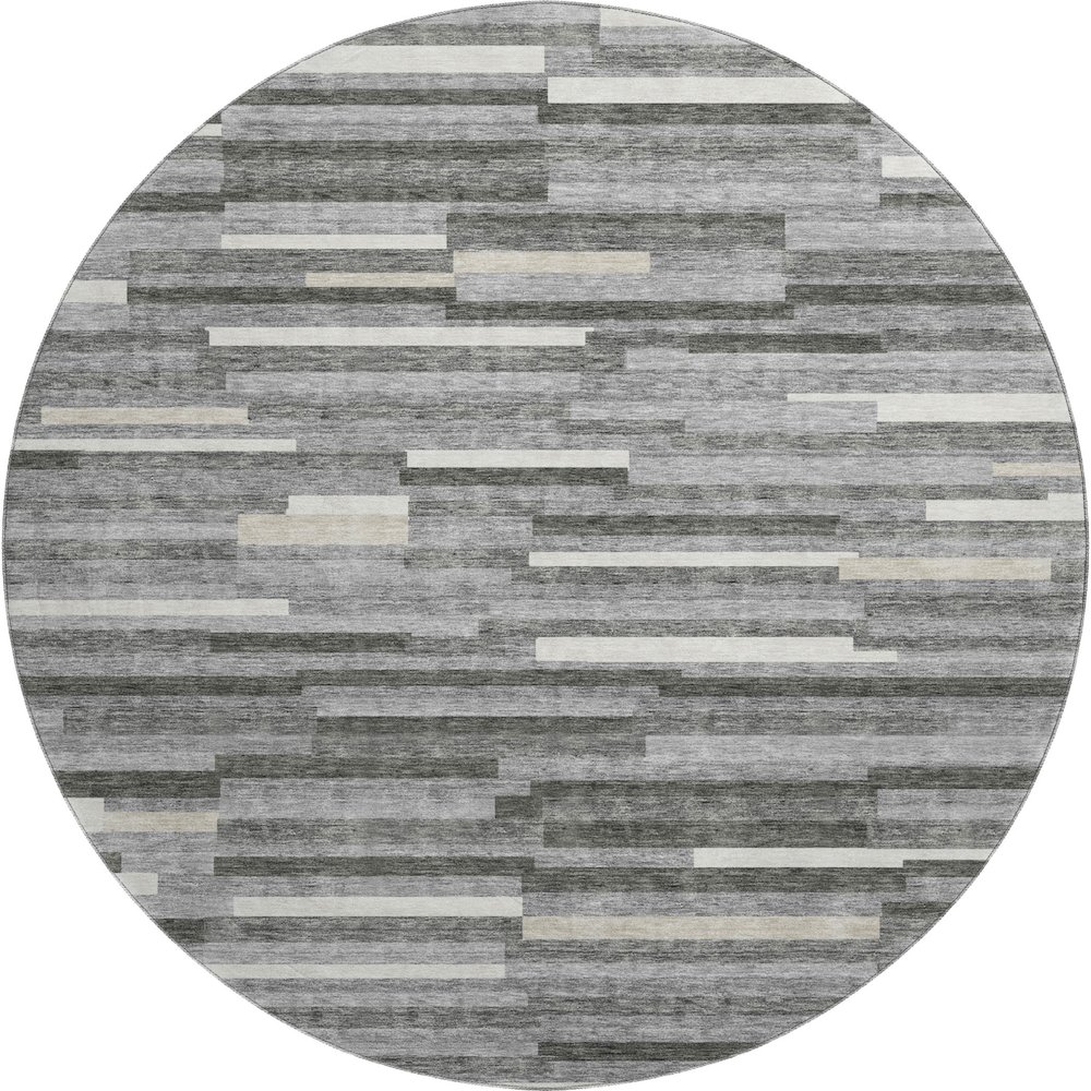 Premium Machine Washable Mayfield AMF894 Gray 8' x 8' Round Rug. Picture 1