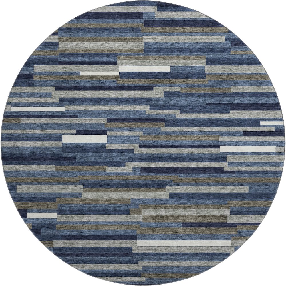 Premium Machine Washable Mayfield AMF894 Navy 8' x 8' Round Rug. Picture 1