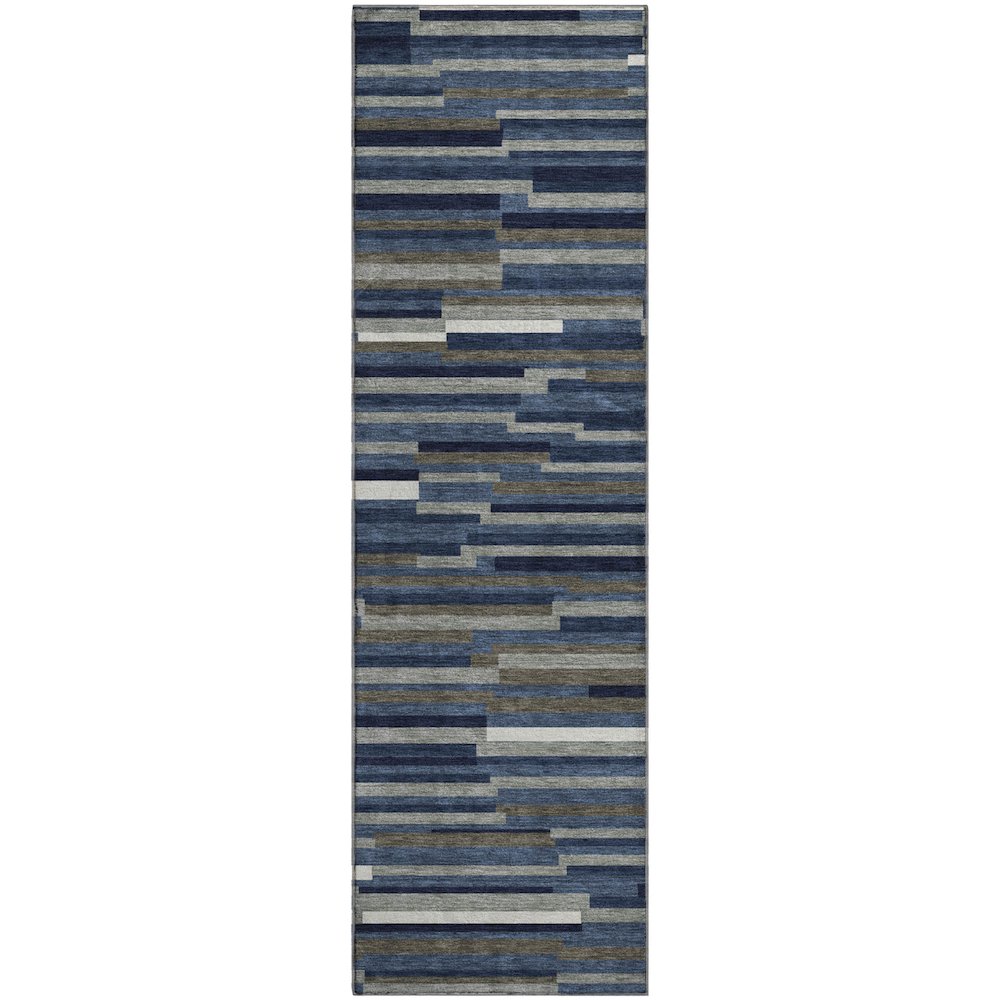 Premium Machine Washable Mayfield AMF894 Navy 2'3" x 7'6" Runner Rug. Picture 1