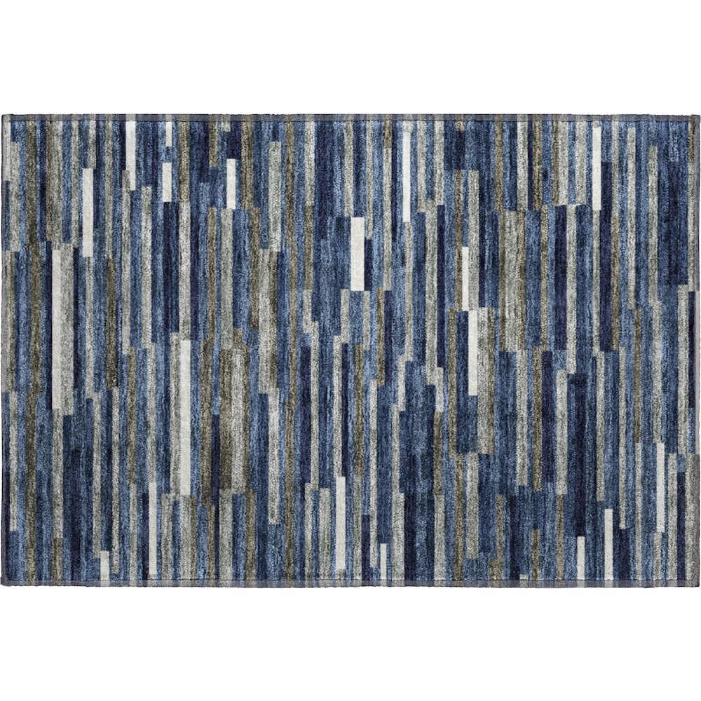 Premium Machine Washable Mayfield AMF894 Navy 1'8" x 2'6" Rug. Picture 1
