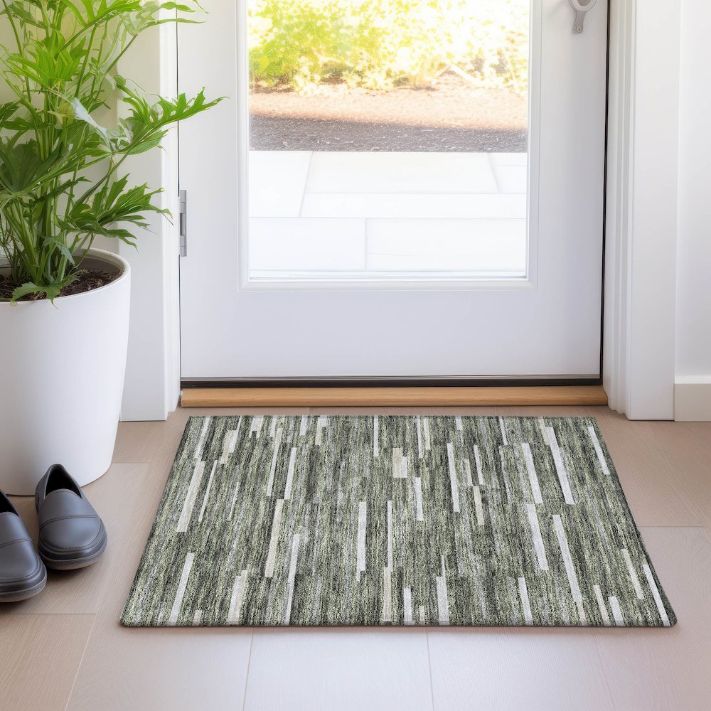 Premium Machine Washable Mayfield AMF894 Olive 1'8" x 2'6" Rug. Picture 5
