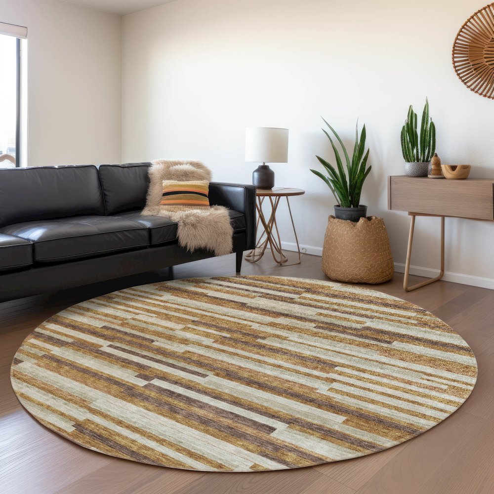 Premium Machine Washable Mayfield AMF894 Paprika 8' x 8' Round Rug. Picture 5