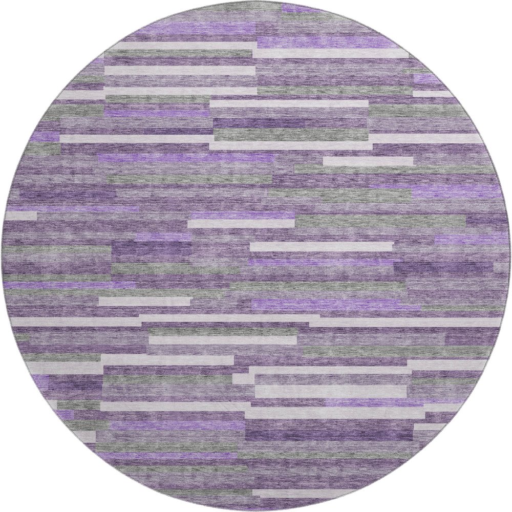 Premium Machine Washable Mayfield AMF894 Purple 8' x 8' Round Rug. Picture 1