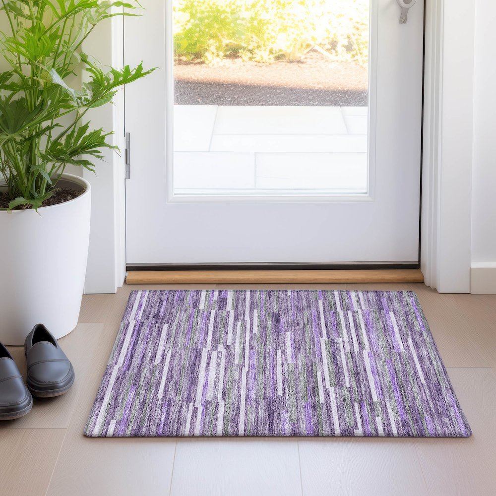 Premium Machine Washable Mayfield AMF894 Purple 1'8" x 2'6" Rug. Picture 5