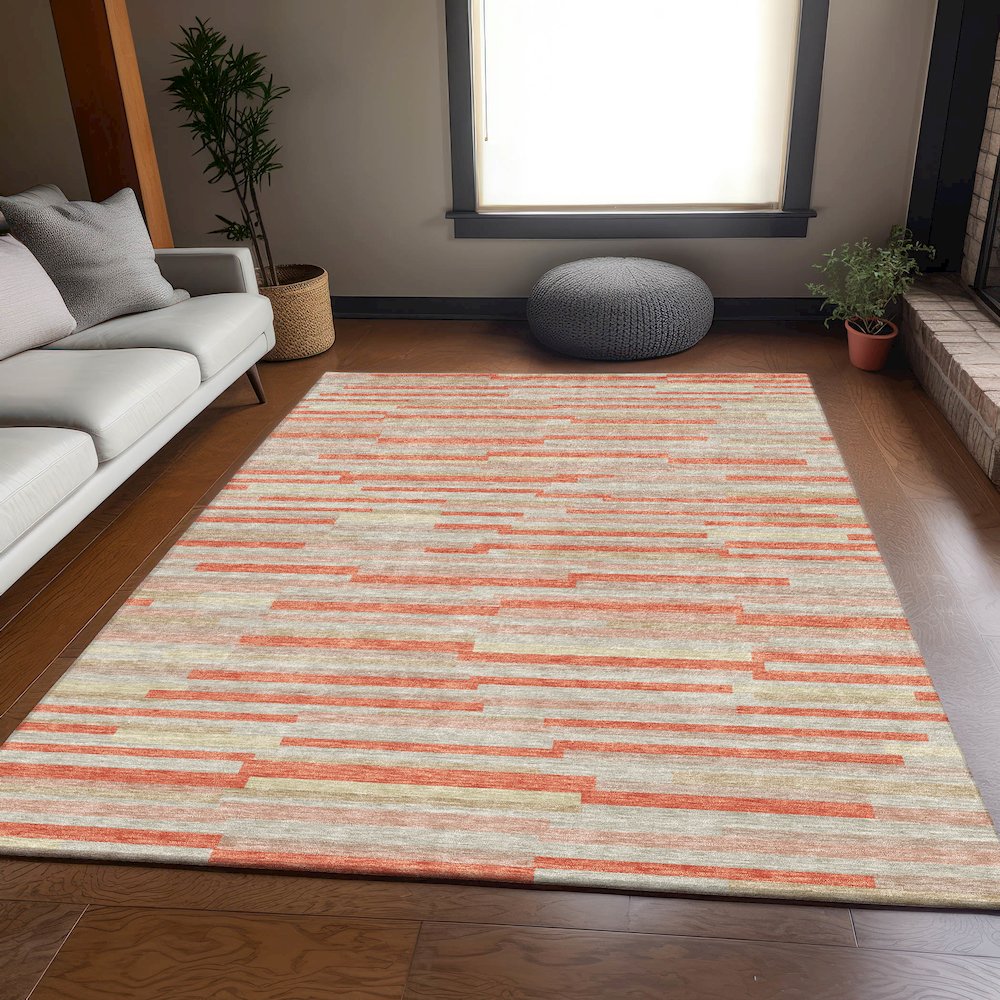 Premium Machine Washable Mayfield AMF894 Salmon 2'6" x 3'10" Rug. Picture 6
