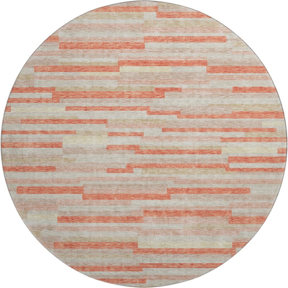 Premium Machine Washable Mayfield AMF894 Salmon 8' x 8' Round Rug. Picture 1