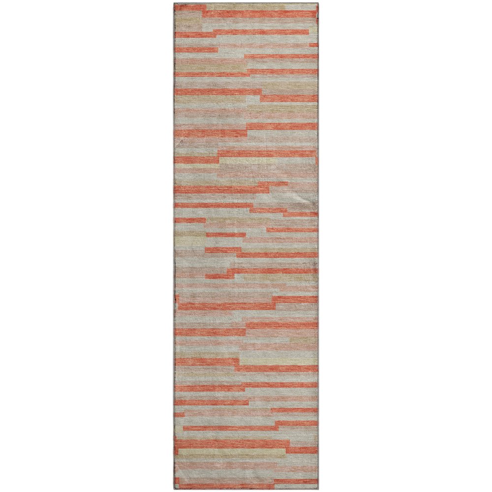 Premium Machine Washable Mayfield AMF894 Salmon 2'3" x 7'6" Runner Rug. Picture 1