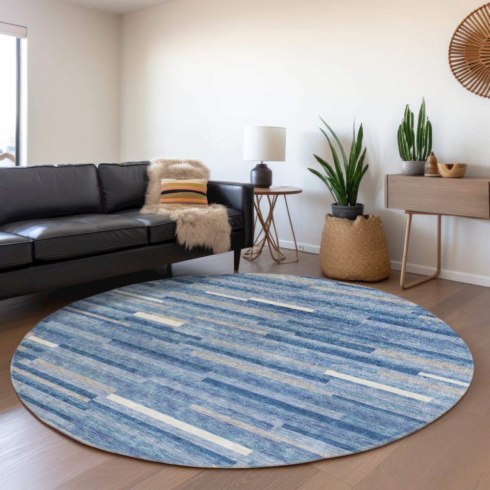 Premium Machine Washable Mayfield AMF894 Sky 8' x 8' Round Rug. Picture 5