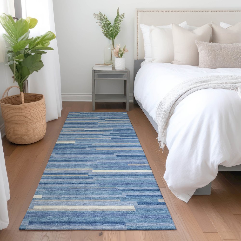 Premium Machine Washable Mayfield AMF894 Sky 2'3" x 7'6" Runner Rug. Picture 5