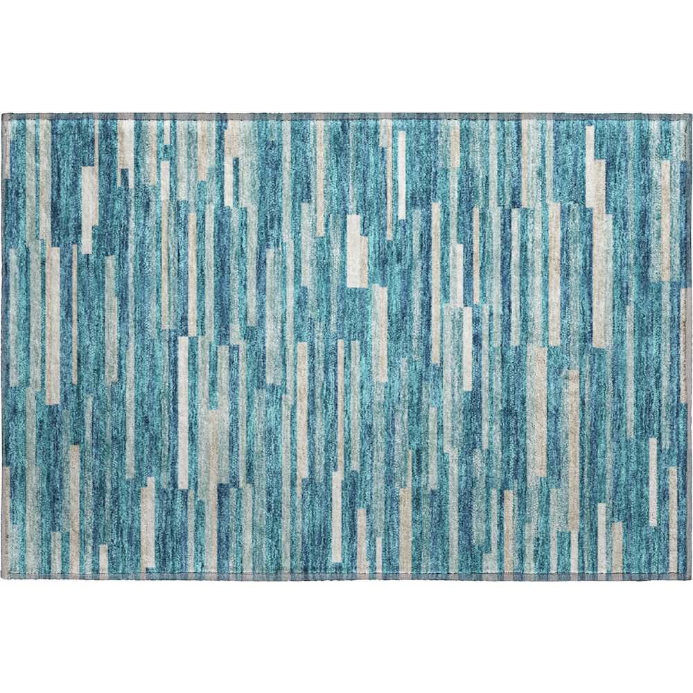 Premium Machine Washable Mayfield AMF894 Teal 1'8" x 2'6" Rug. Picture 1