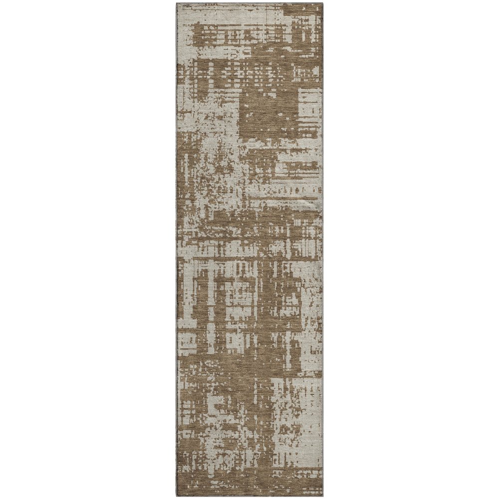 Premium Machine Washable Mayfield AMF895 Brown 2'3" x 7'6" Runner Rug. Picture 1