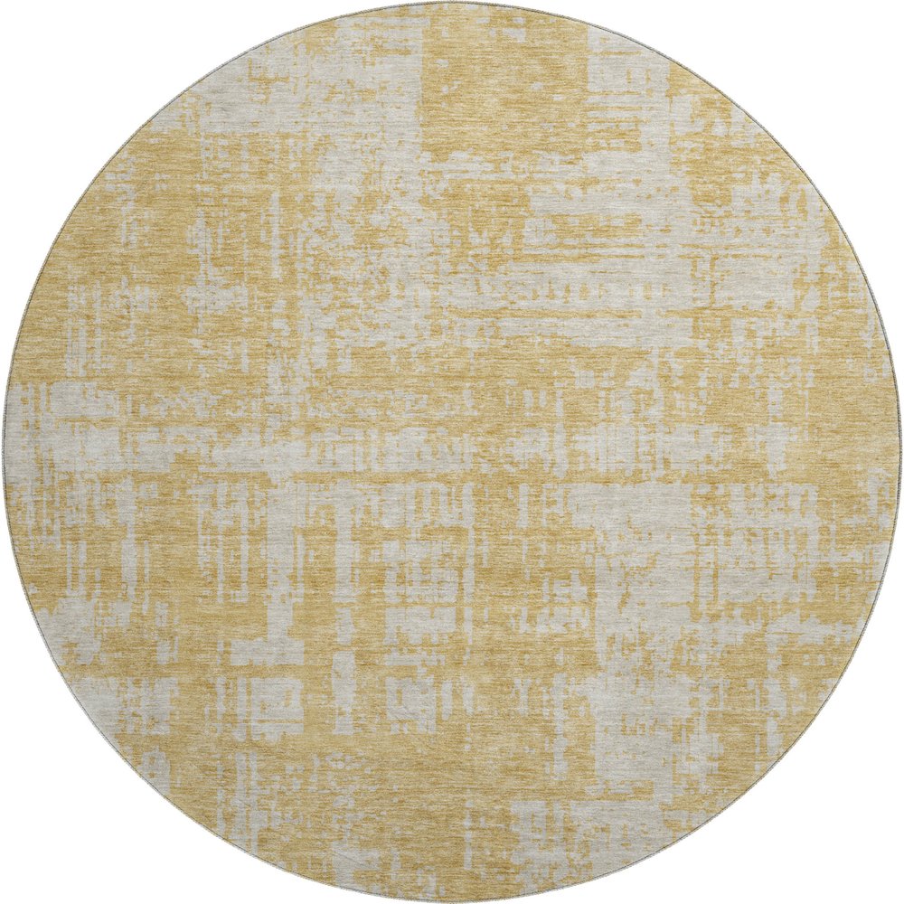 Premium Machine Washable Mayfield AMF895 Gold 8' x 8' Round Rug. Picture 1