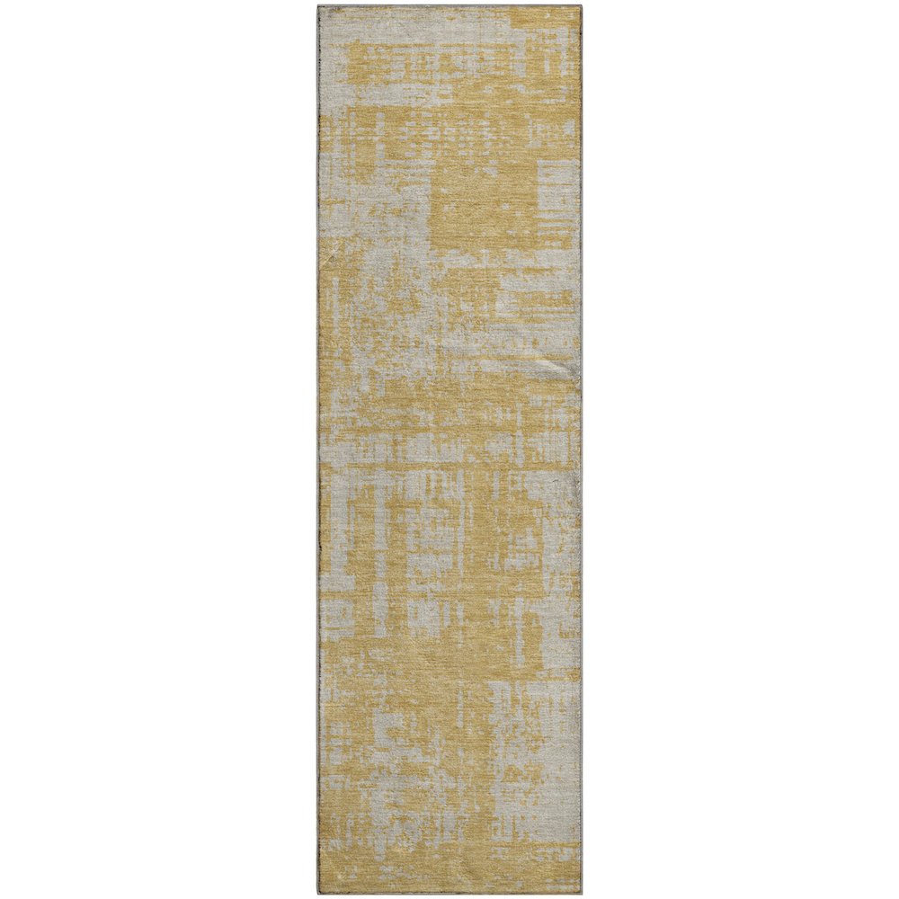 Premium Machine Washable Mayfield AMF895 Gold 2'3" x 7'6" Runner Rug. Picture 1
