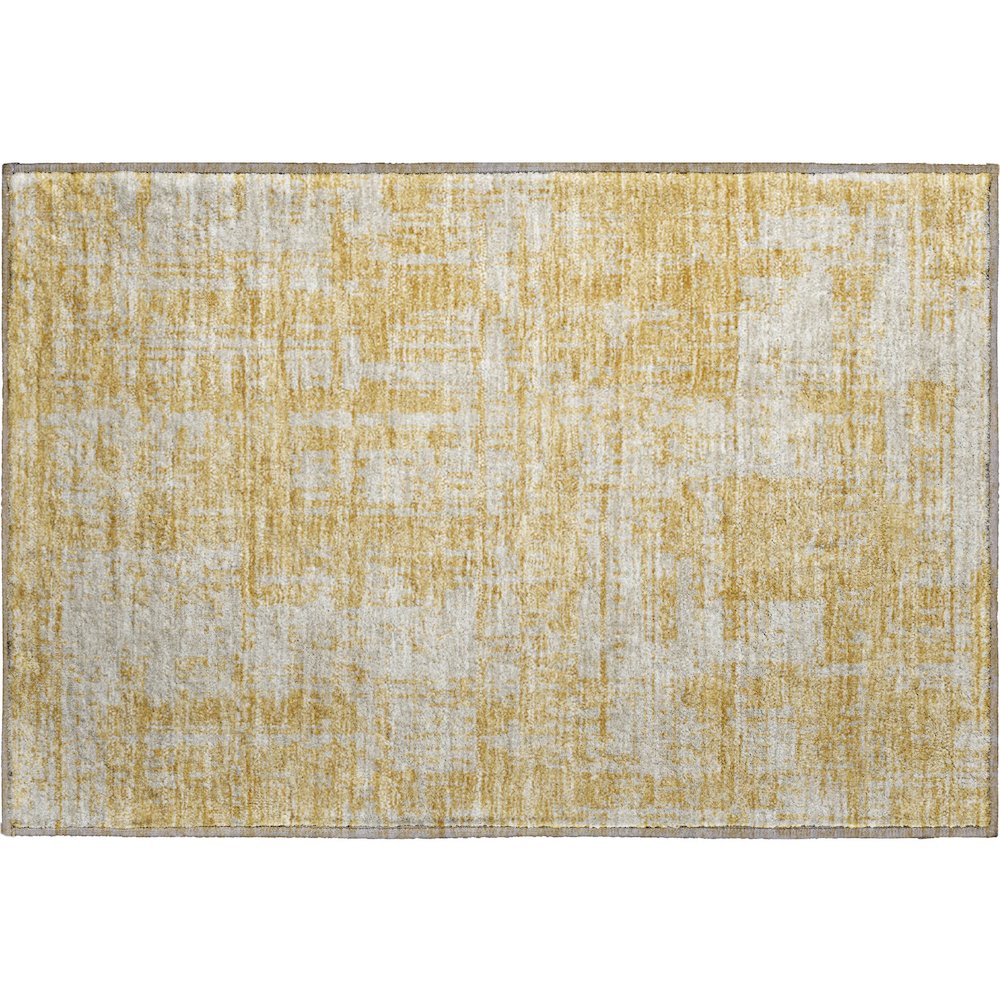 Premium Machine Washable Mayfield AMF895 Gold 1'8" x 2'6" Rug. Picture 1
