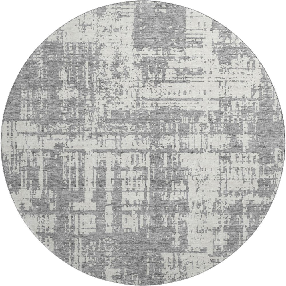 Premium Machine Washable Mayfield AMF895 Gray 8' x 8' Round Rug. Picture 1