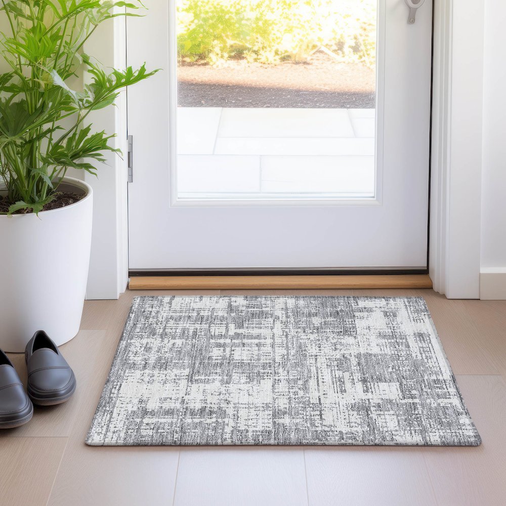 Premium Machine Washable Mayfield AMF895 Gray 1'8" x 2'6" Rug. Picture 5