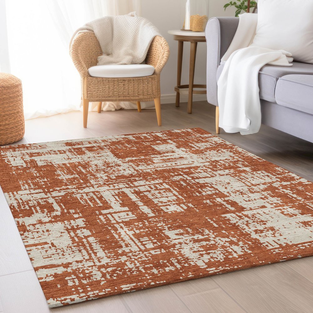 Premium Machine Washable Mayfield AMF895 Paprika 2'6" x 3'10" Rug. Picture 5
