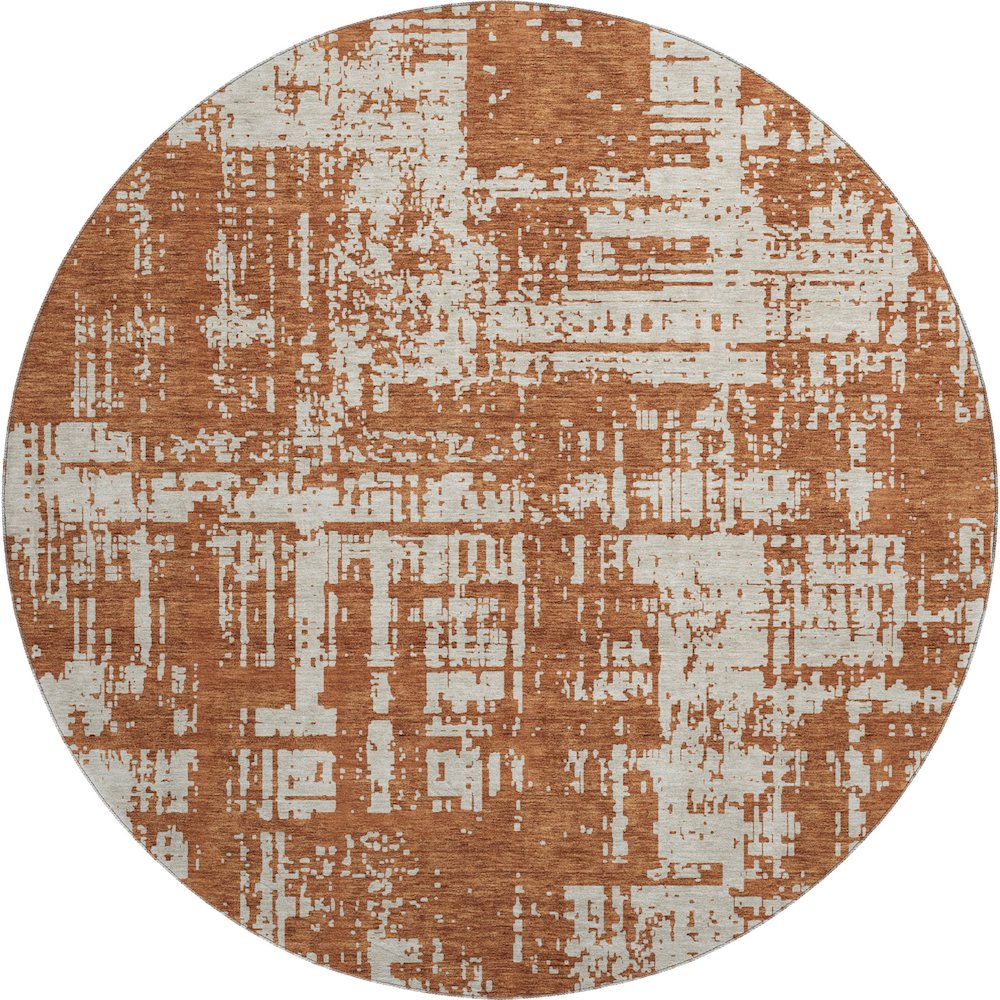 Premium Machine Washable Mayfield AMF895 Paprika 8' x 8' Round Rug. Picture 1