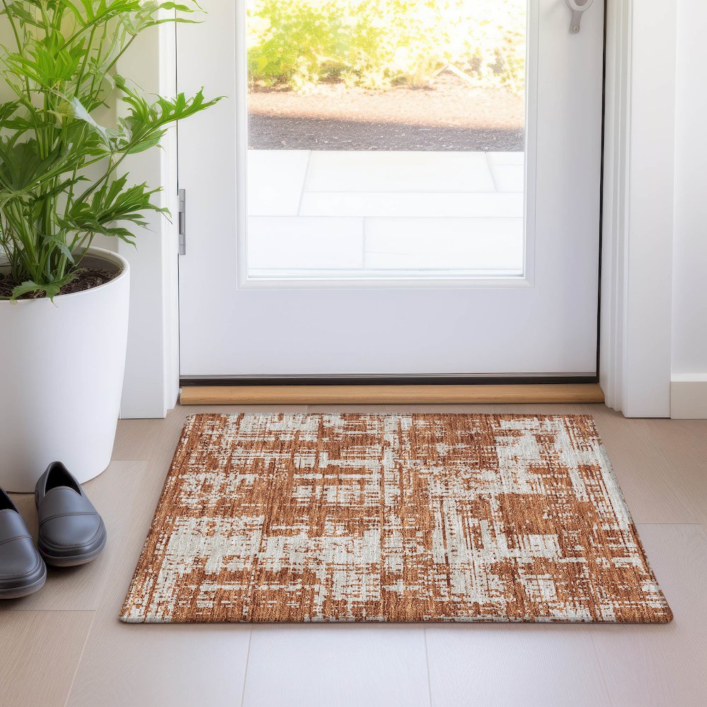 Premium Machine Washable Mayfield AMF895 Paprika 1'8" x 2'6" Rug. Picture 5