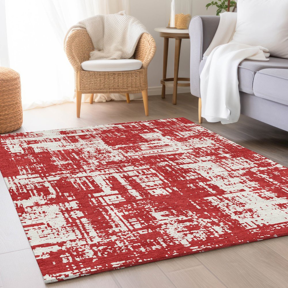 Premium Machine Washable Mayfield AMF895 Red 2'6" x 3'10" Rug. Picture 5