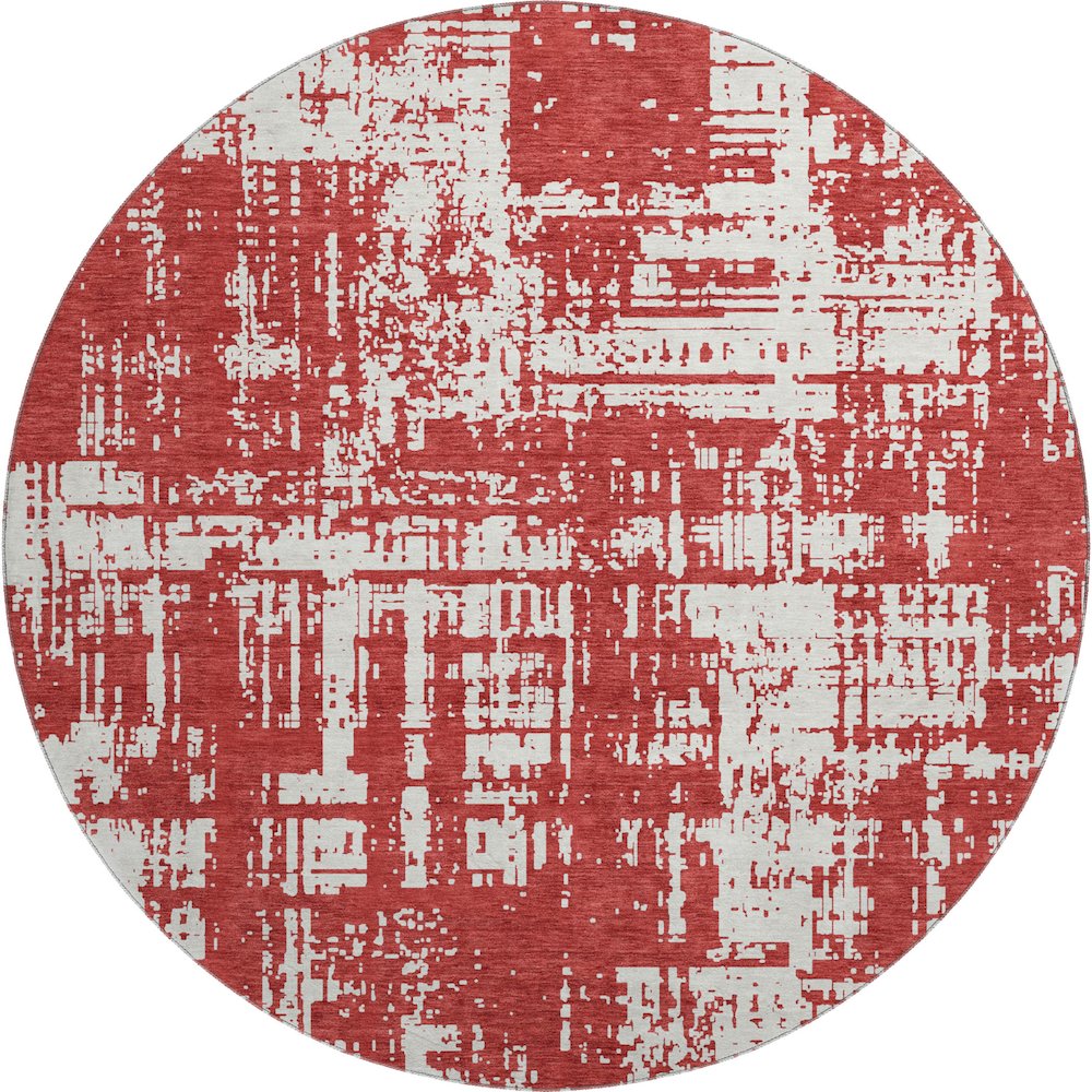 Premium Machine Washable Mayfield AMF895 Red 8' x 8' Round Rug. Picture 1