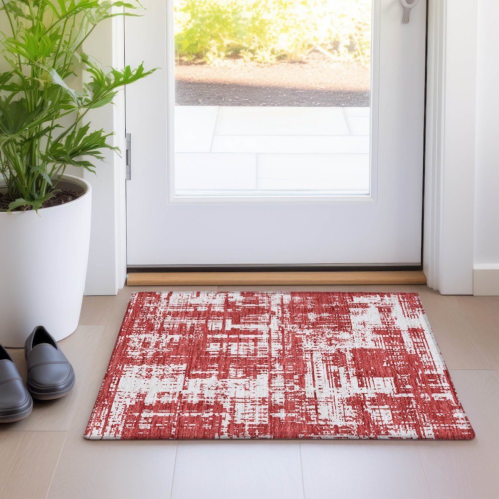 Premium Machine Washable Mayfield AMF895 Red 1'8" x 2'6" Rug. Picture 5