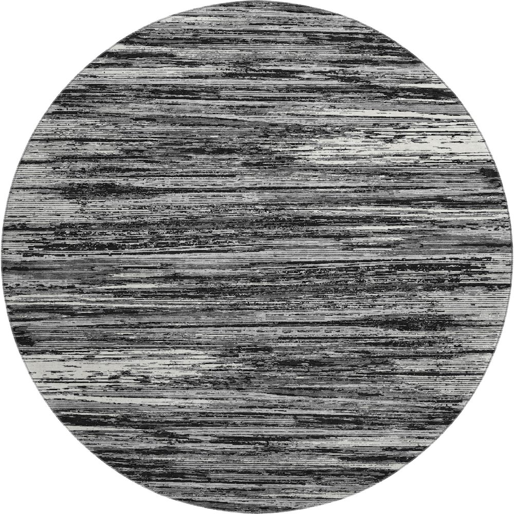 Premium Machine Washable Mayfield AMF896 Black 8' x 8' Round Rug. Picture 1
