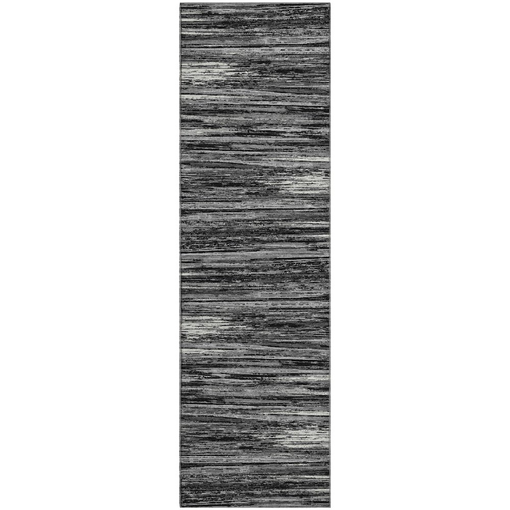 Premium Machine Washable Mayfield AMF896 Black 2'3" x 7'6" Runner Rug. Picture 1