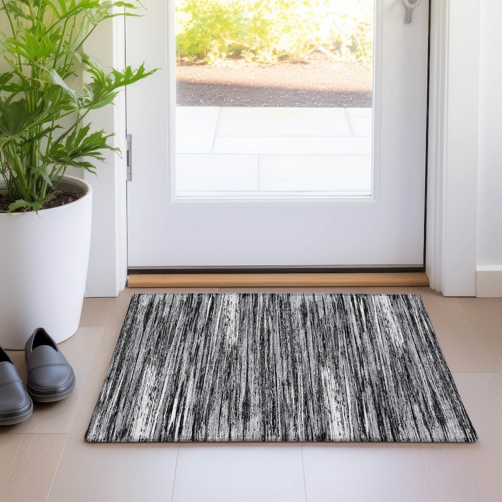 Premium Machine Washable Mayfield AMF896 Black 1'8" x 2'6" Rug. Picture 5