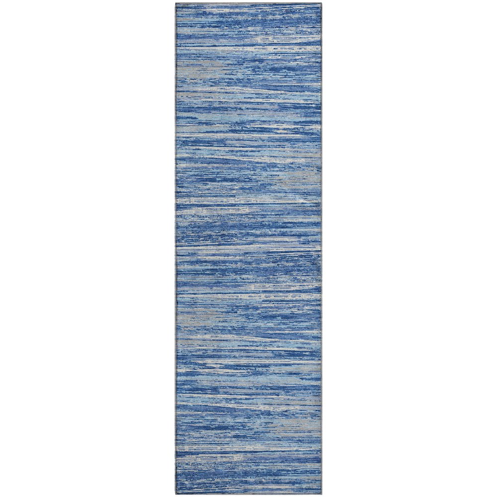 Premium Machine Washable Mayfield AMF896 Blue 2'3" x 7'6" Runner Rug. Picture 1