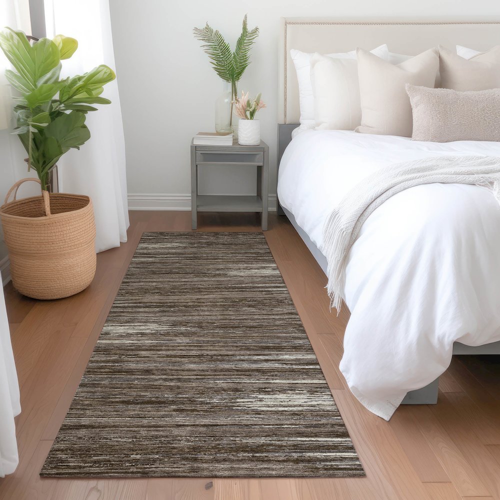 Premium Machine Washable Mayfield AMF896 Brown 2'3" x 7'6" Runner Rug. Picture 5