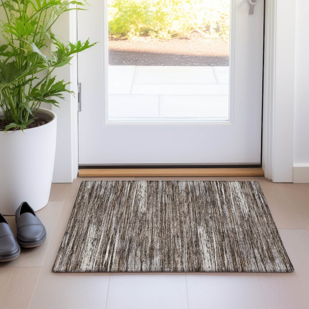 Premium Machine Washable Mayfield AMF896 Brown 1'8" x 2'6" Rug. Picture 5