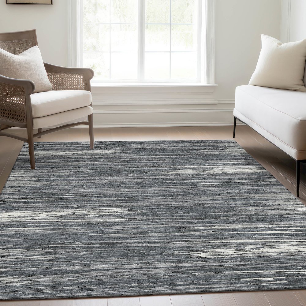 Premium Machine Washable Mayfield AMF896 Gray 2'6" x 3'10" Rug. Picture 6
