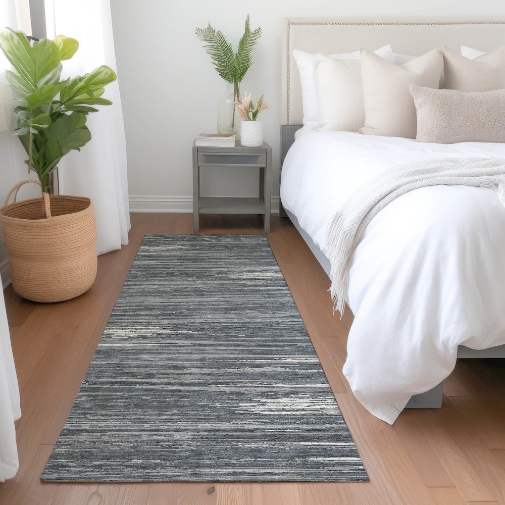 Premium Machine Washable Mayfield AMF896 Gray 2'3" x 7'6" Runner Rug. Picture 5