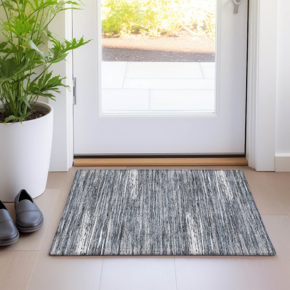 Premium Machine Washable Mayfield AMF896 Gray 1'8" x 2'6" Rug. Picture 5